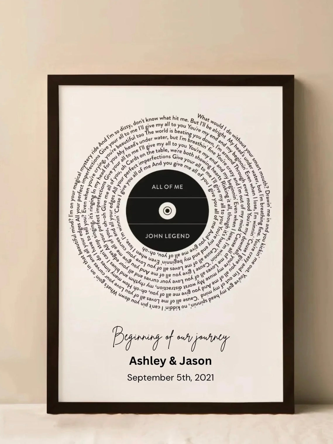 custom vinyl record first dance lyrics wall art