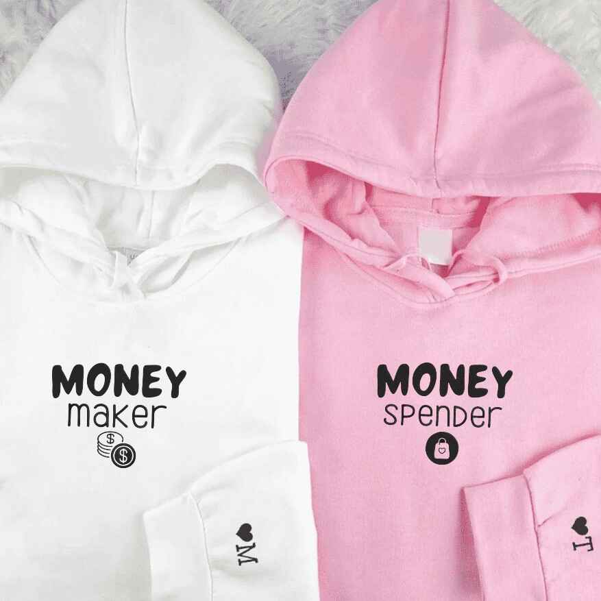 Money Spender & Money Maker Custom Hoodies - matching couple sweatshirts
