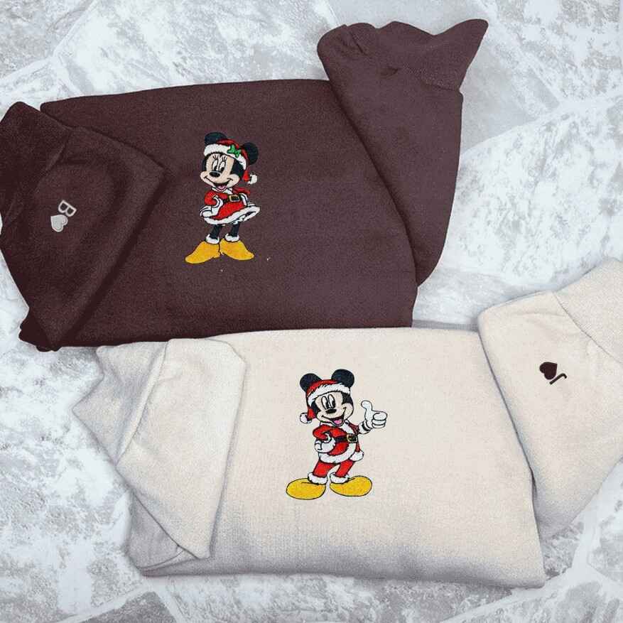 Custom Couple Hoodies - Holiday Mickey and Minnie Design for custom couple hoodies
