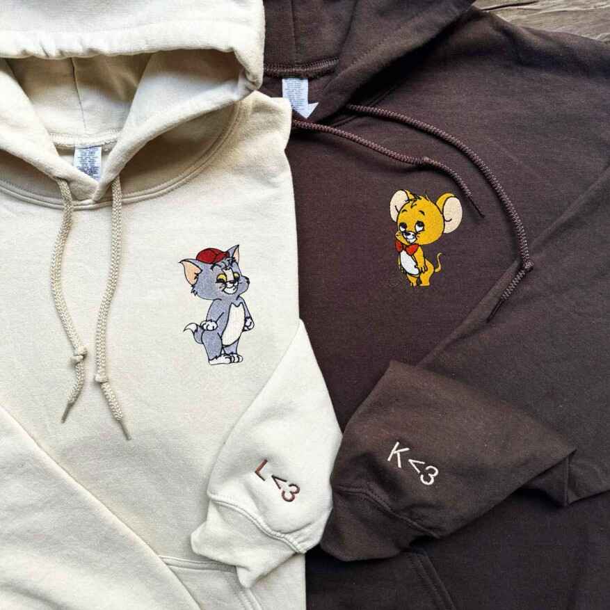 Matching Couple Hoodies - Classic Tom and Jerry Design for matching couple sweatshirts
