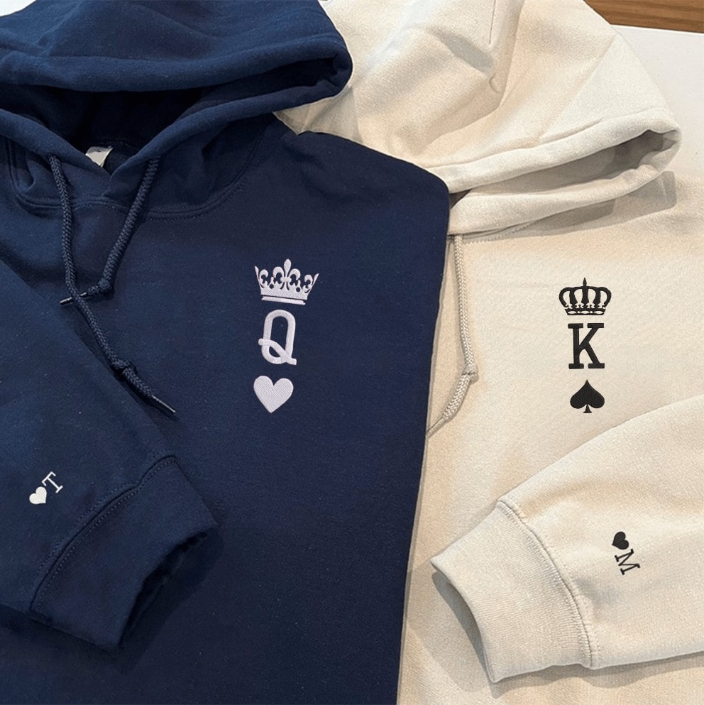 Stylish couple hoodies with crown motifs for anniversaries