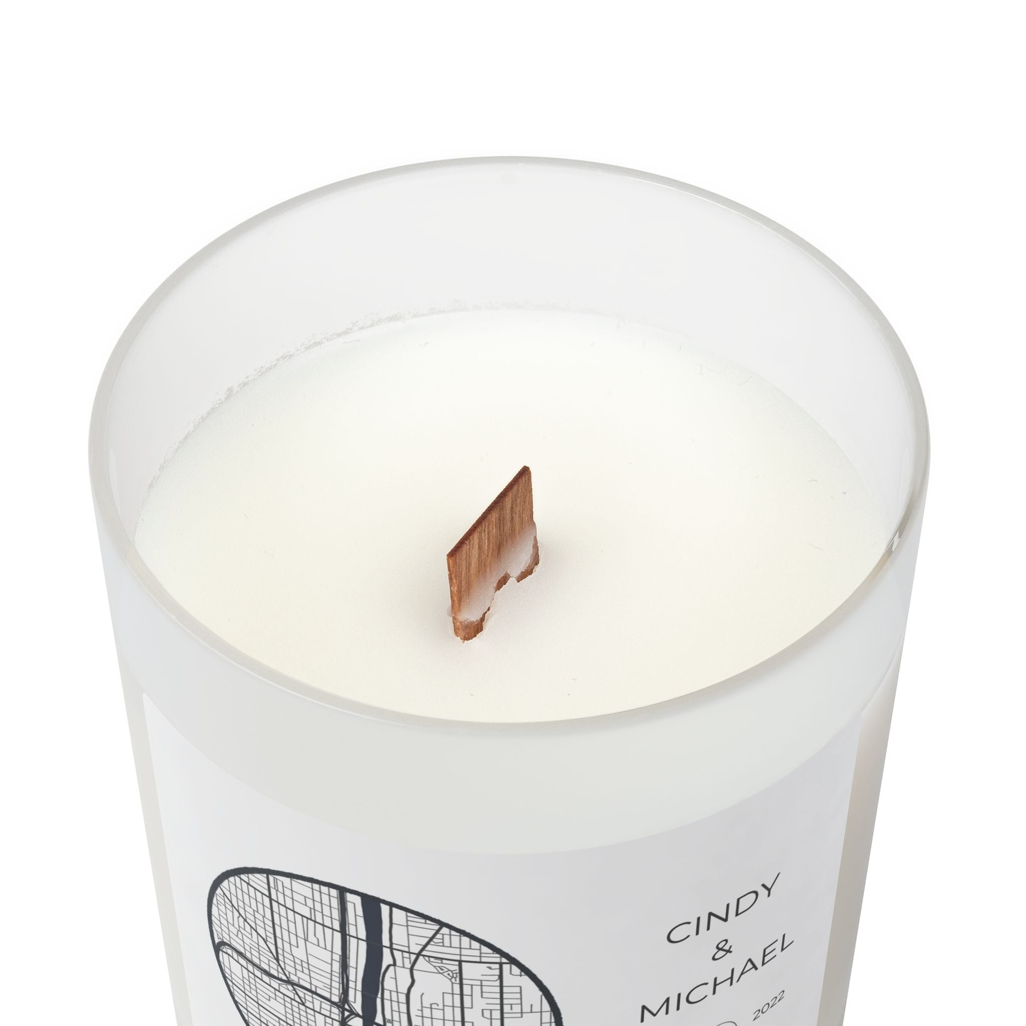 Sustainable soy wax candle with custom map design