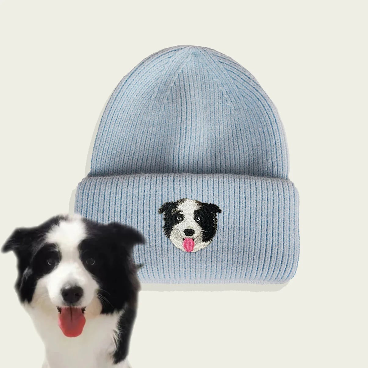 Beanie with custom pet design for pet owners