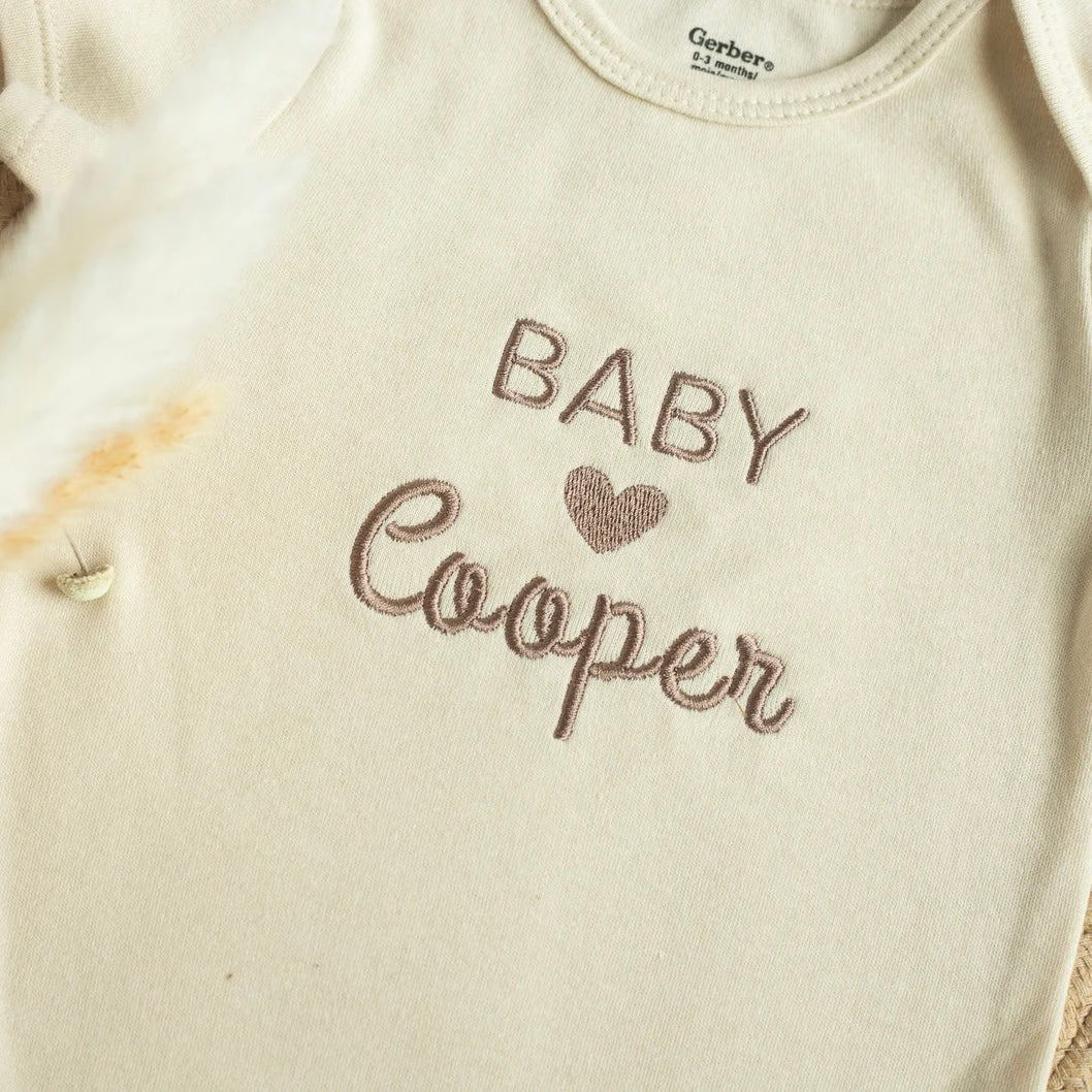 Personalized Baby Onesie with Heartwarming Embroidered Message