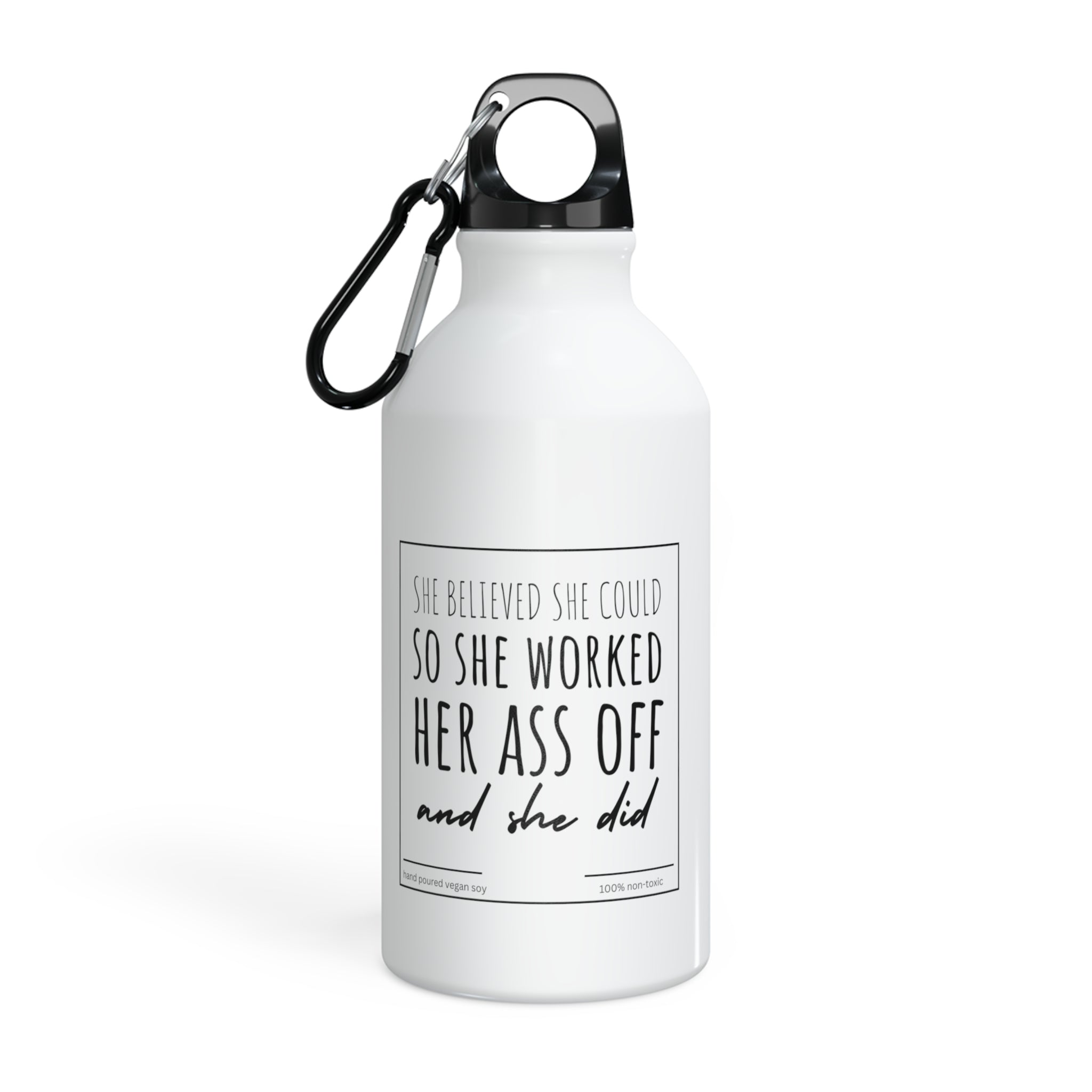 “She Believed She Could” Water Bottle in White with Motivational Quote