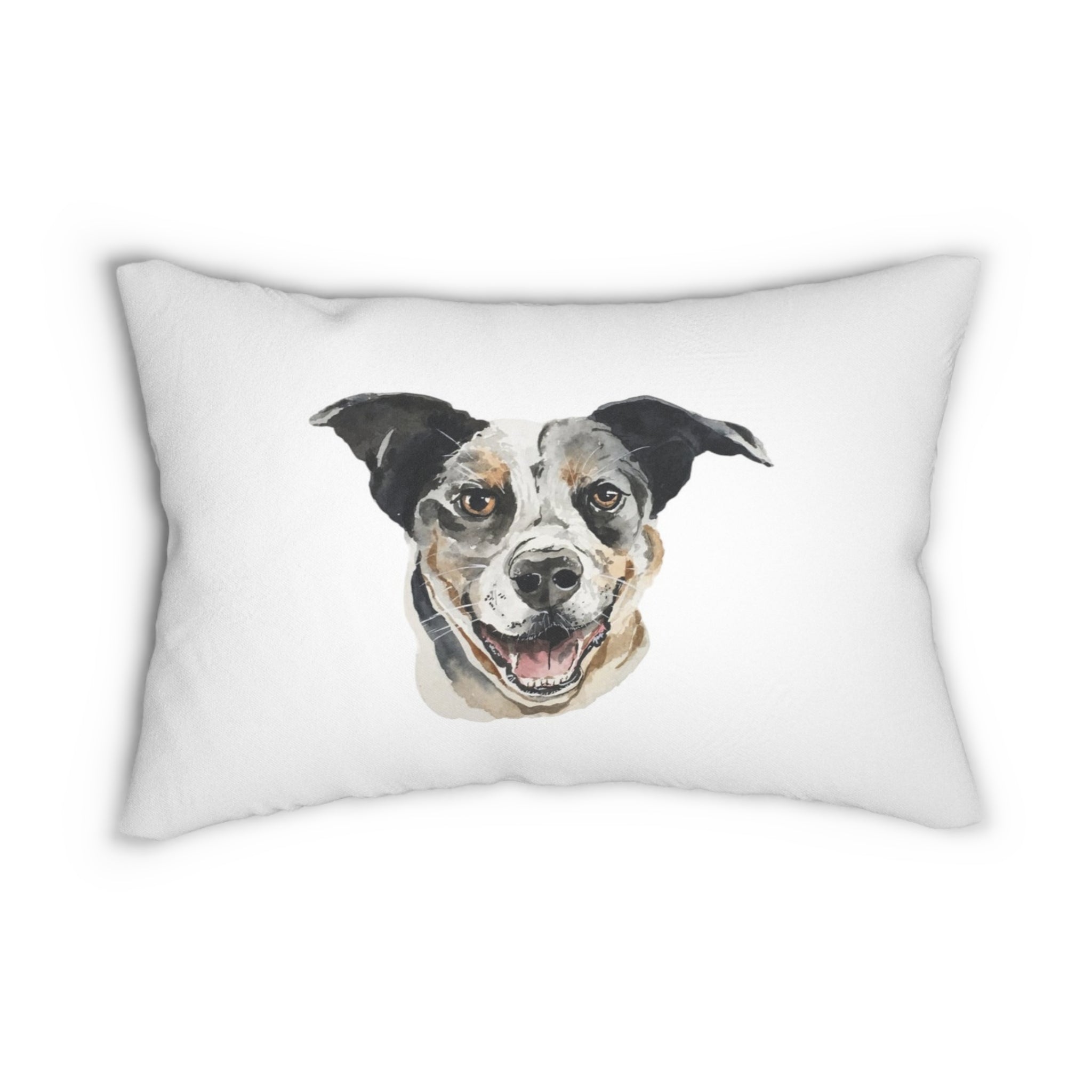 Personalized pet pillow showcasing a dog’s portrait with unique detail.