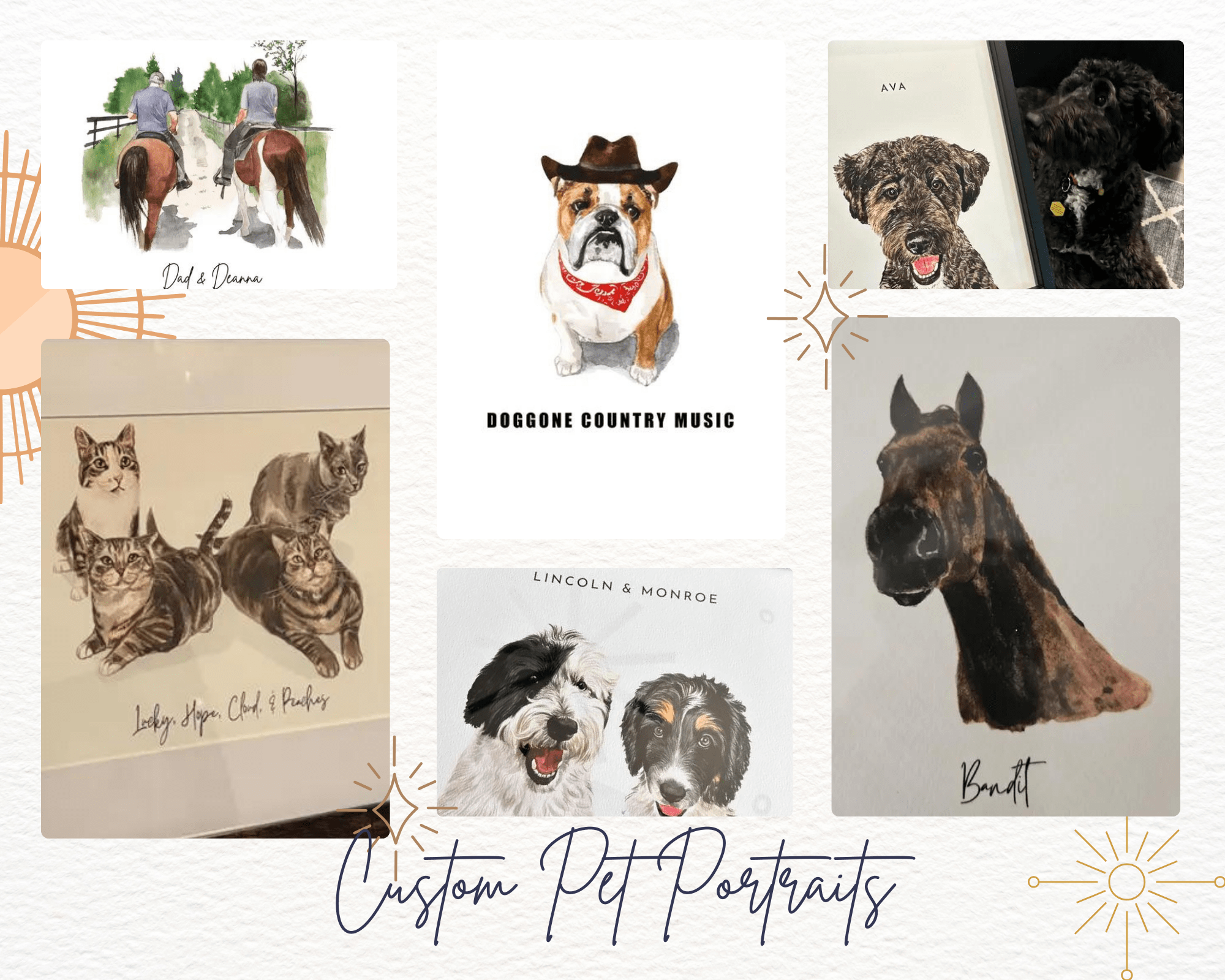 Personalized Watercolor Headshot Pet Portraits – Custom Art from Your Photos