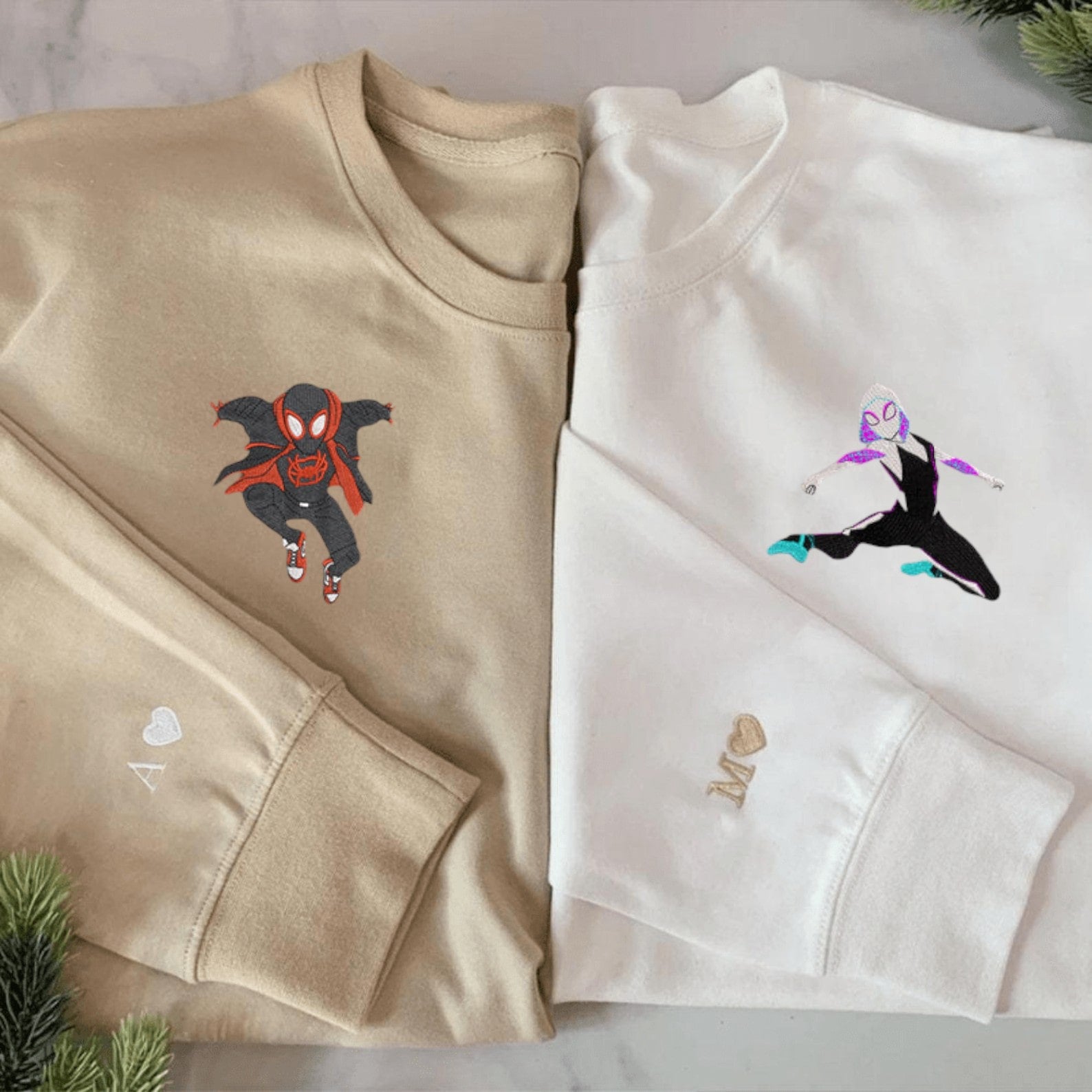 Matching Couple Hoodies styled as matching couple sweatshirts inspired by Spider-themed characters.
