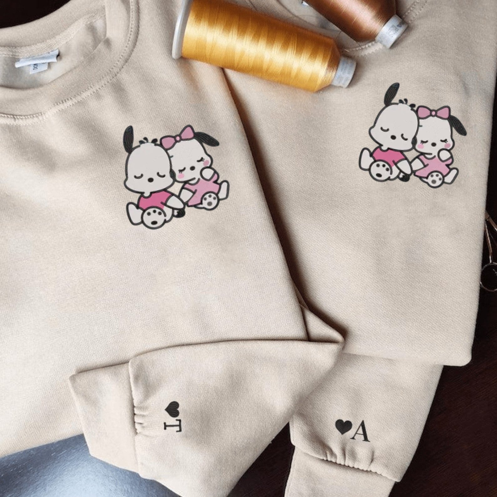 Personalized sweatshirt and hoodie with heartwarming snuggle pals design.