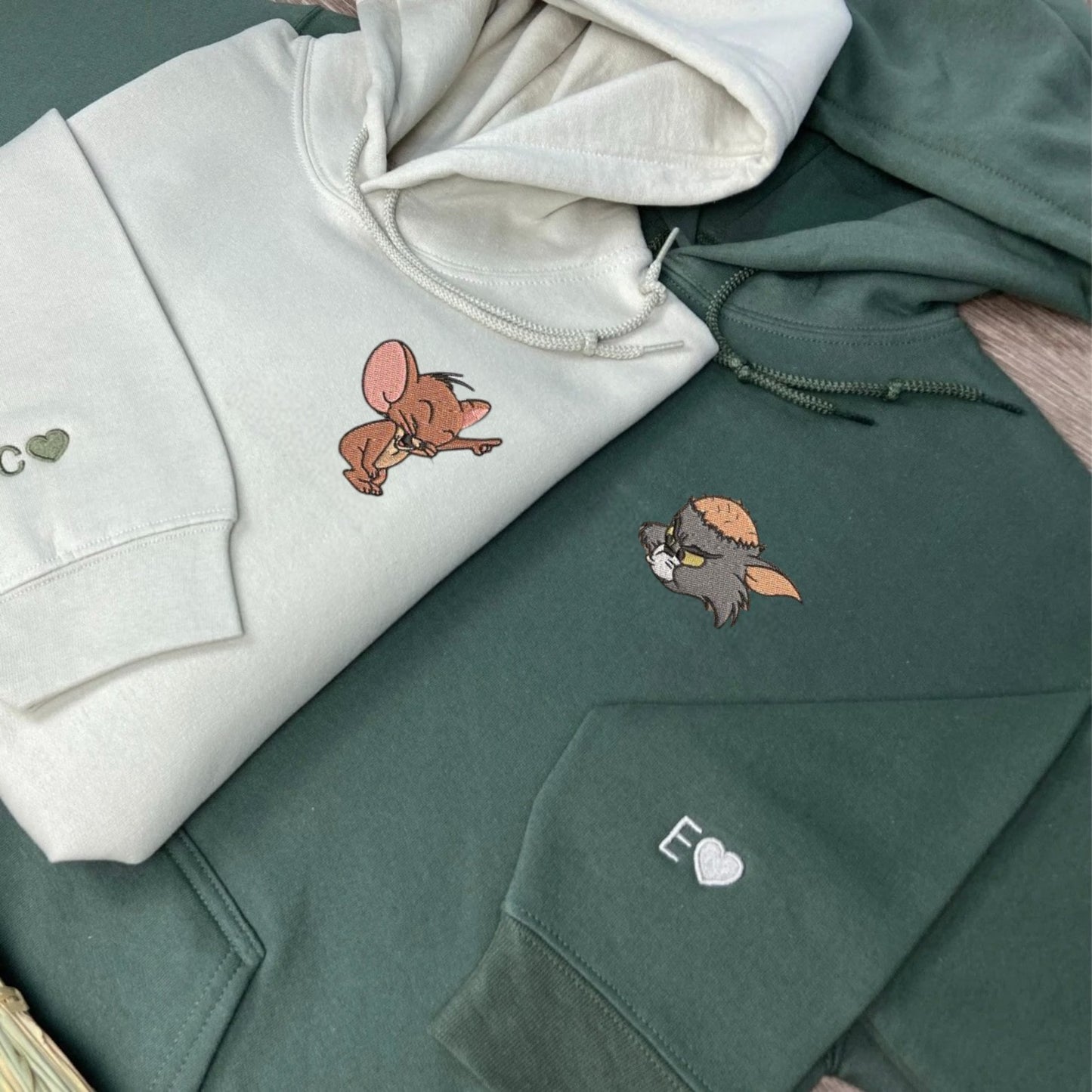 Matching Couple Hoodies featuring Tom and Jerry, perfect for couples matching hoodies.
