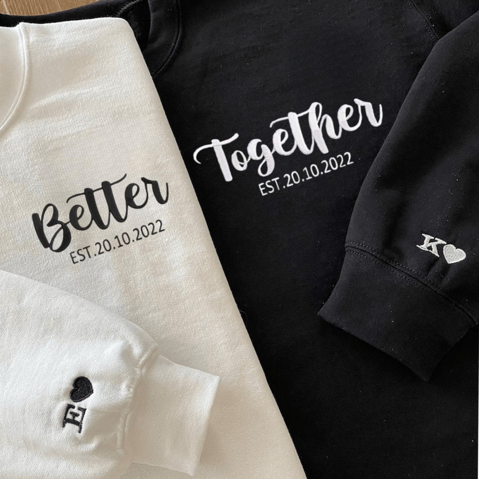 Matching Couple Hoodies with "Better Together" design for couples matching hoodies.
