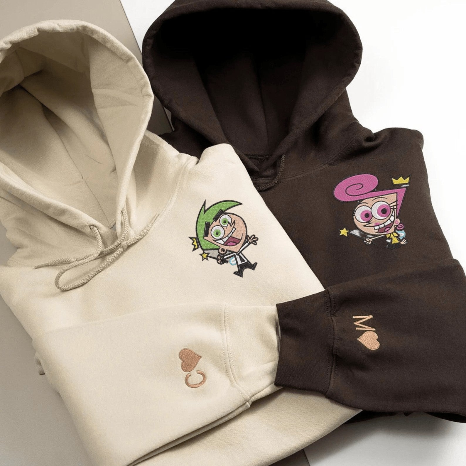 Matching Couple Hoodies with magical designs, ideal matching couple sweatshirts.
