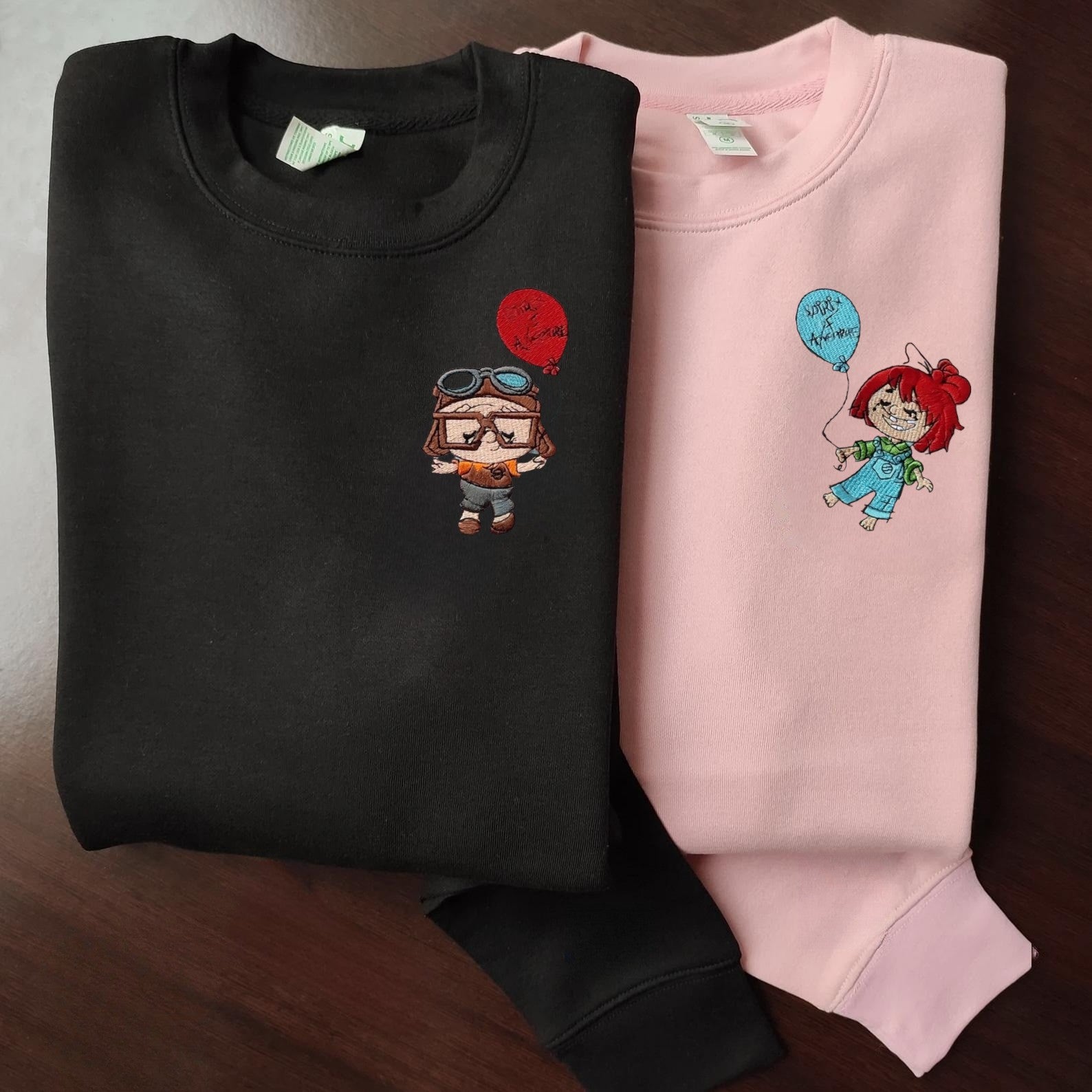 Matching Couple Hoodies with playful designs, ideal matching couple sweatshirts.
