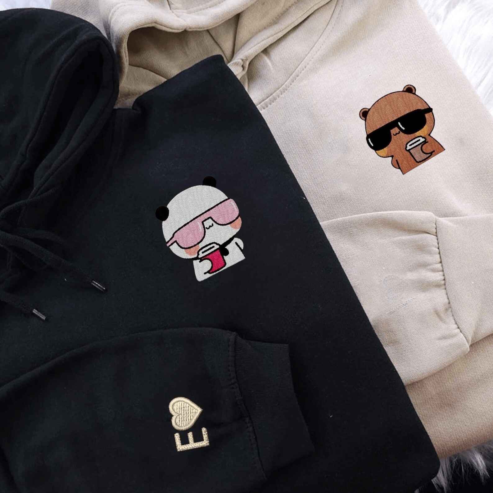 Matching Couple Hoodies featuring Milk and Mocha Bear, perfect for couples matching hoodies.
