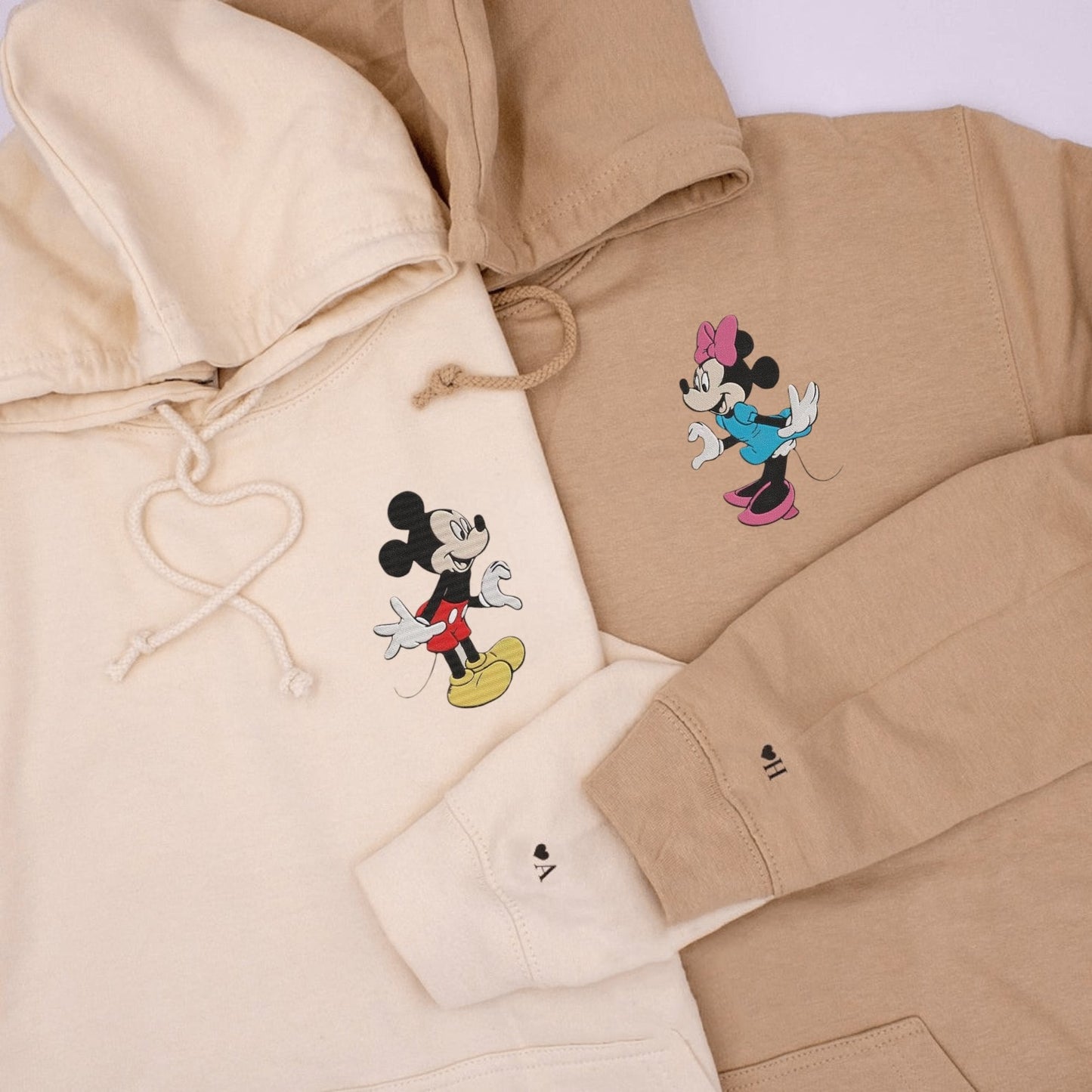 Matching Couple Hoodies featuring a fun mickey mouse cartoon design, ideal for couples matching hoodies.
