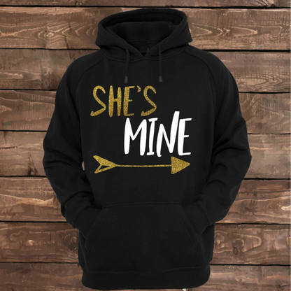 Matching Couple Hoodies - "She's Mine" Custom Embroidered Personalized Couple Hoodies