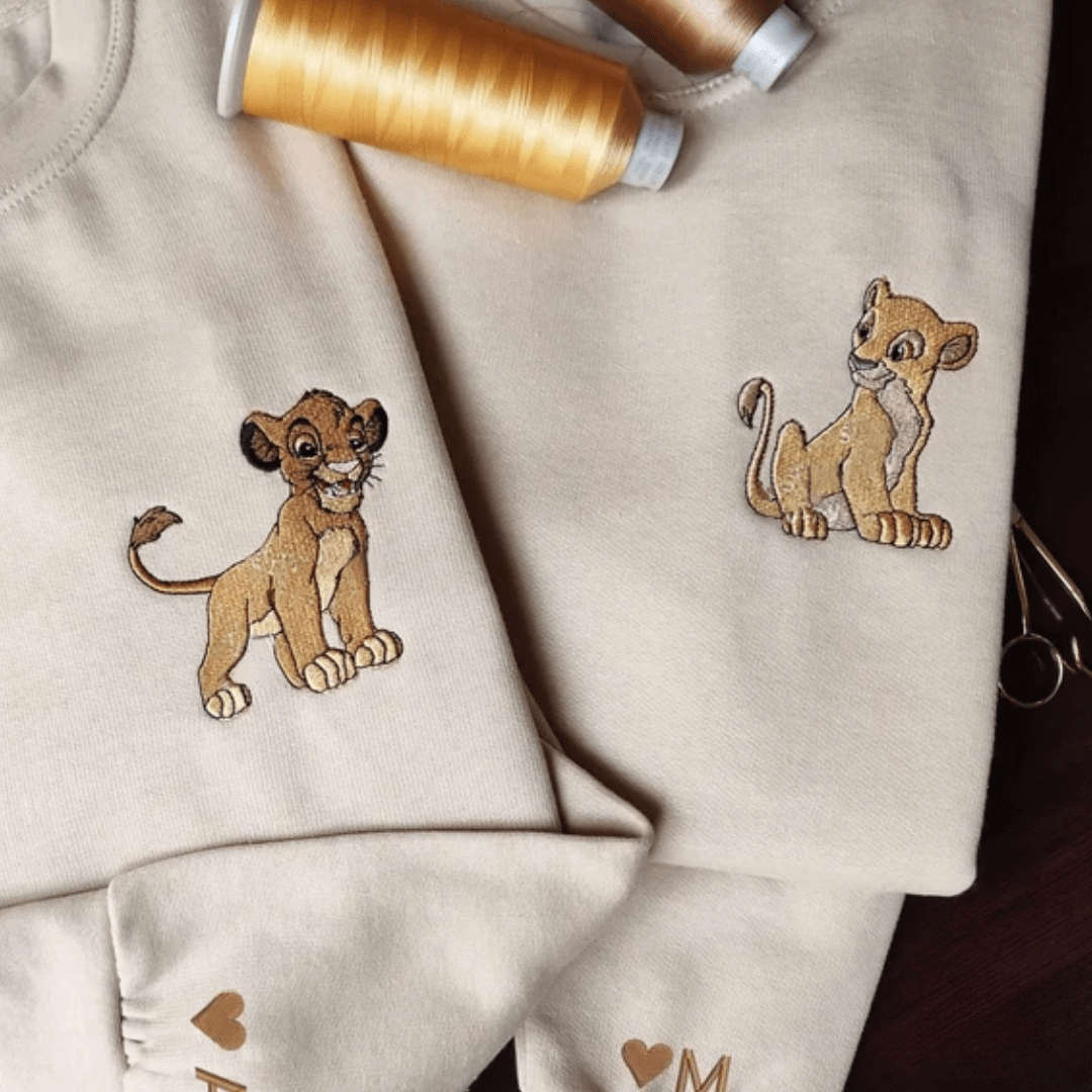 Matching Couple Hoodies - Lion King Custom Embroidered matching hoodies for couples