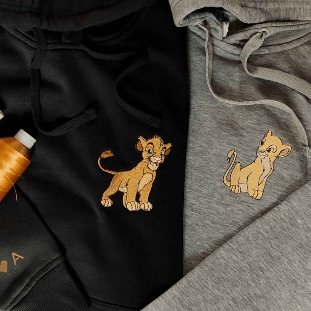 Matching Couple Hoodies - Lion King Custom Embroidered Couples Matching Hoodies