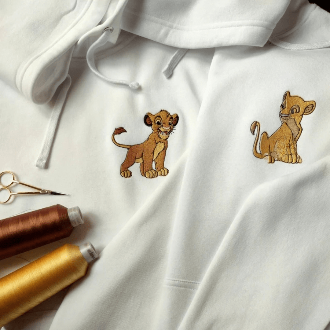 Matching Couple Hoodies - Lion King Custom Embroidered couples hoodies