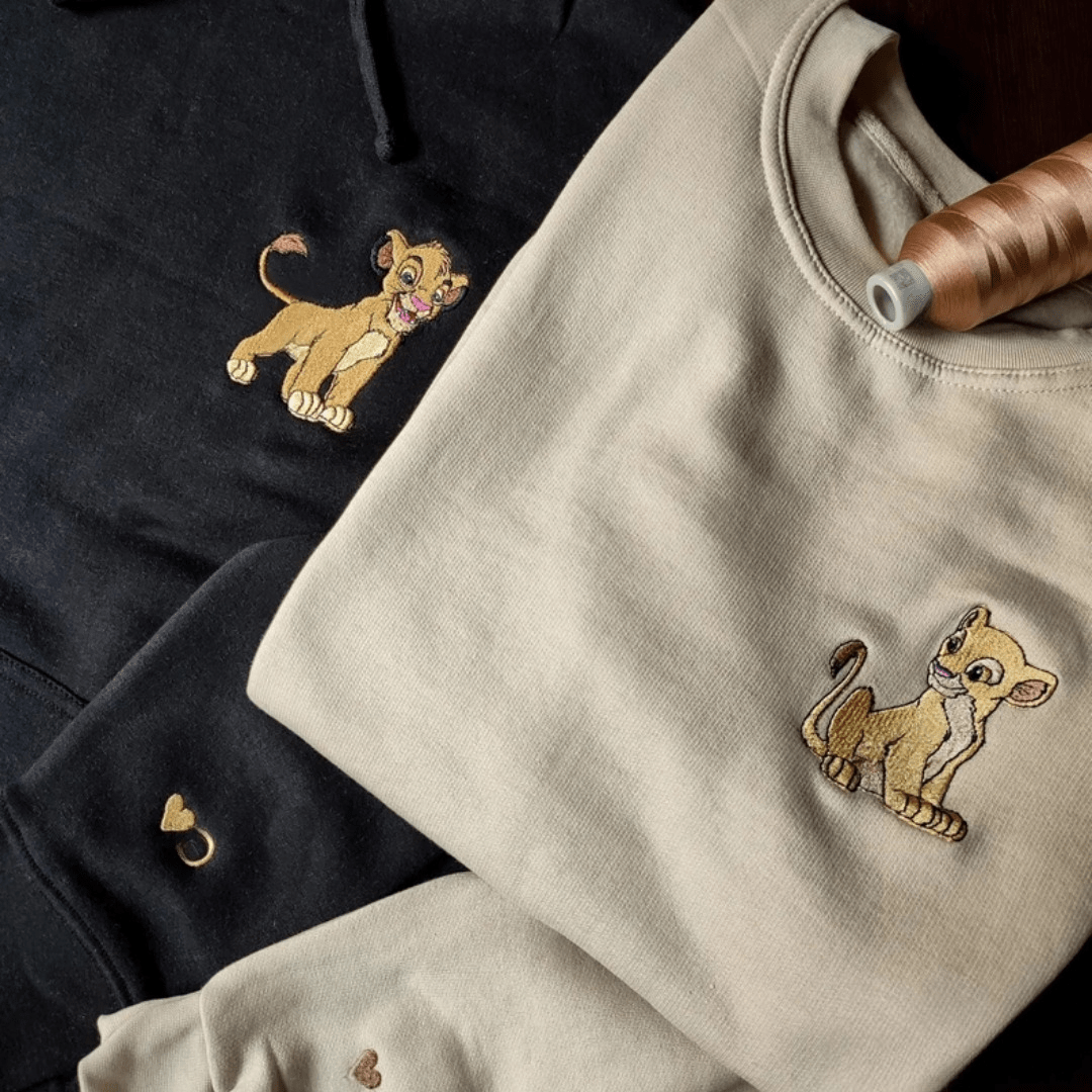 Matching Couple Hoodies - Lion King Custom Embroidered matching hoodies for couples