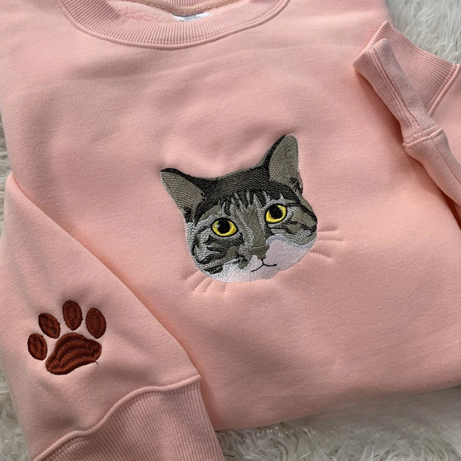 Custom dog and cat sweatshirt with personalized embroidered pet portrait - perfect custom embroidered hoodie