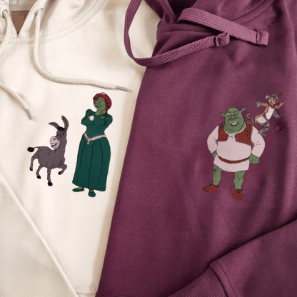 Matching Couple Hoodies featuring Shrek characters, ideal for couples matching hoodies.
