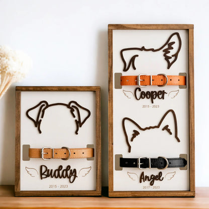 Custom Pet Memorial Collar Frame with Dog Collar Display