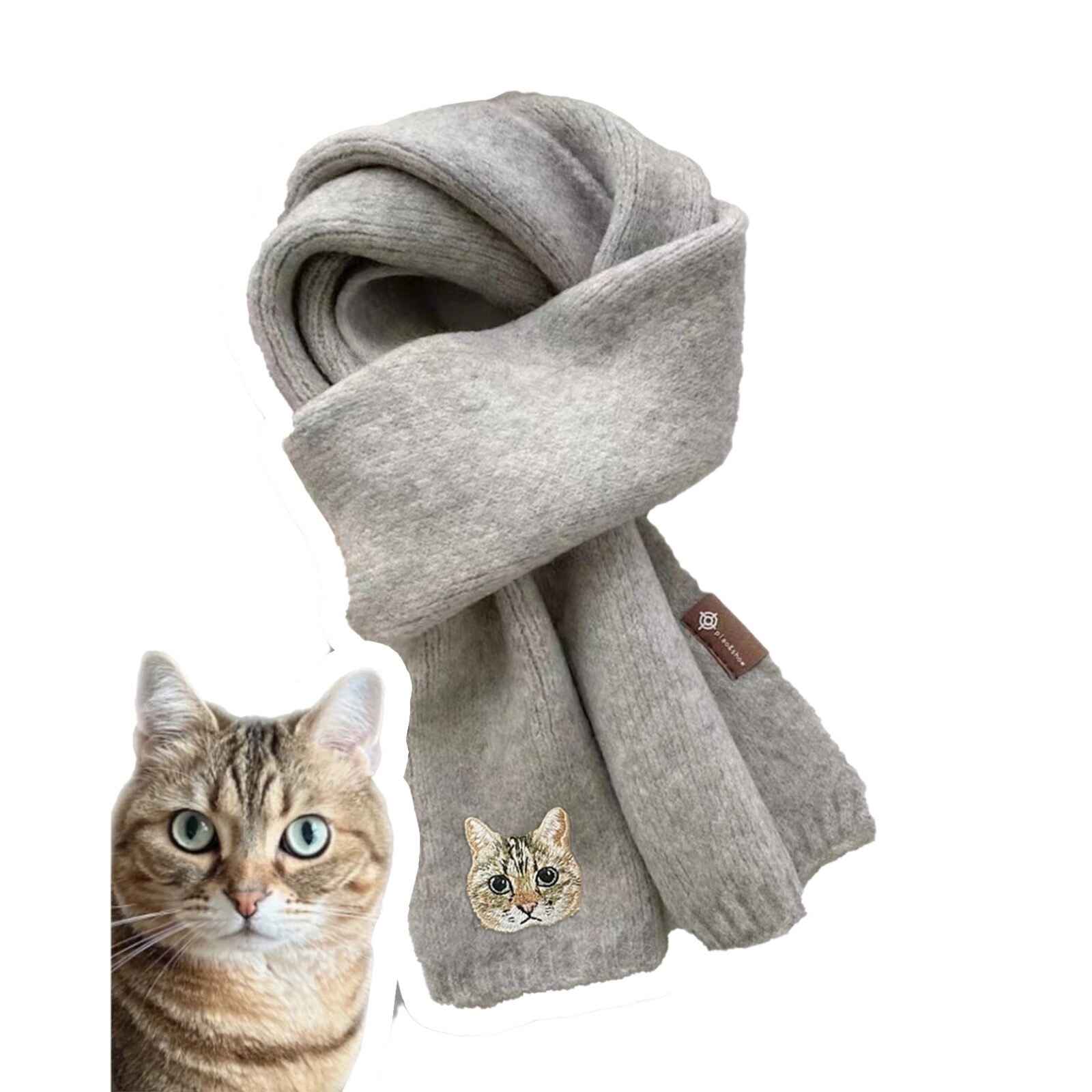 Personalized scarf for cat lovers and dog lovers with custom pet embroidery.
