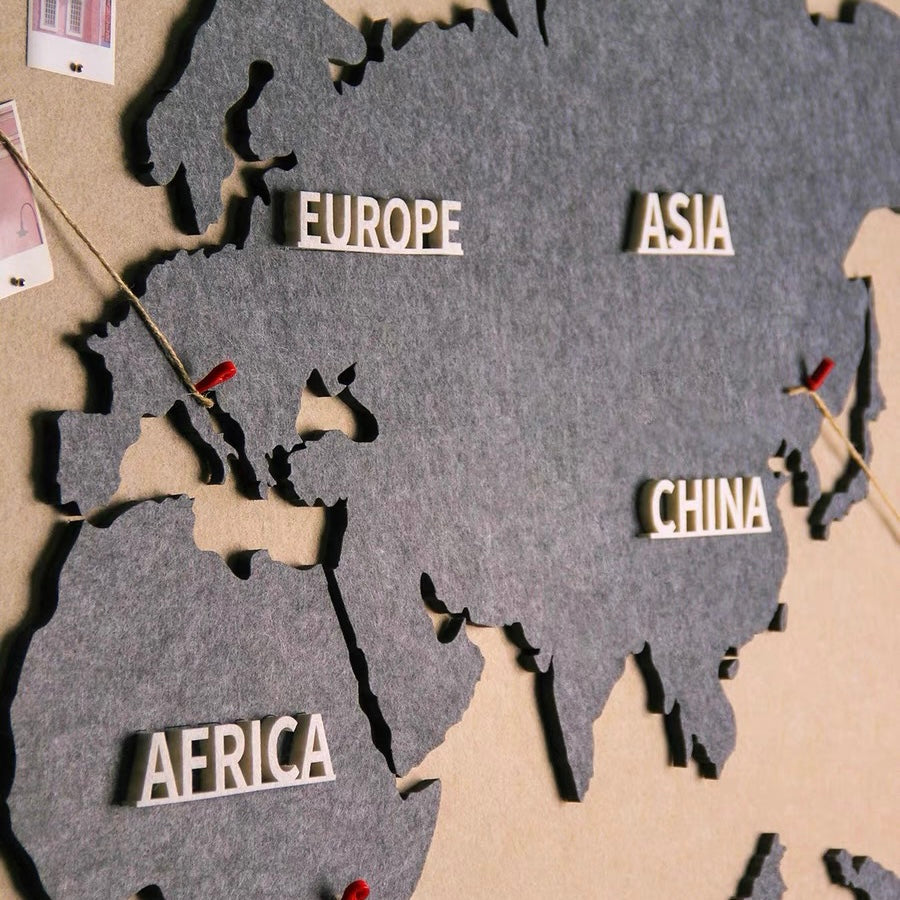 Asia region labeled with a photo pinned for a personal touch on the world map.
