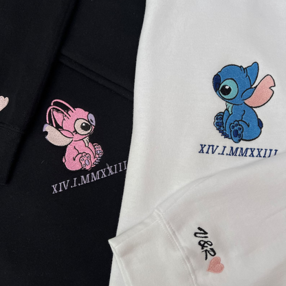 Matching Couple Hoodies - Custom Embroidered lilo and stitch hoodies Personalized Matching Sweaters For Couples