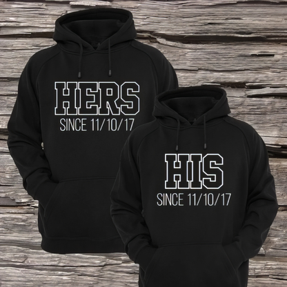 Matching Couple Hoodies - His & Hers Custom Embroidered Couples Matching Hoodies