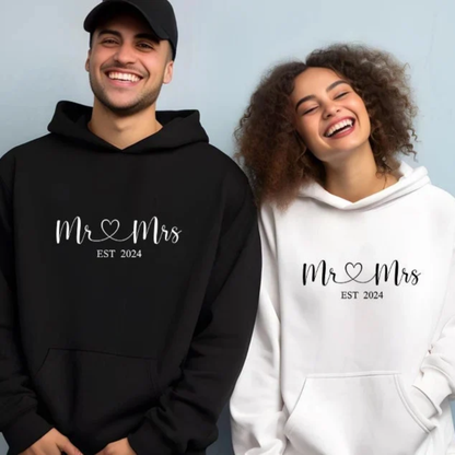 Matching Couple Hoodies - Mr. & Mrs. Custom Embroidered customizable hoodies for couples