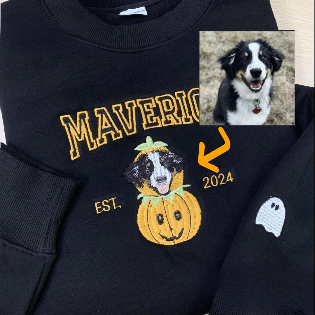 Custom Dog Sweatshirt  -  Halloween Pumpkin Custom Sweatshirt For Dog & Pets