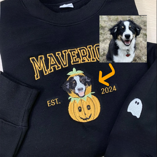 Custom Dog Sweatshirt  -  Halloween Pumpkin Custom Sweatshirt For Dog & Pets