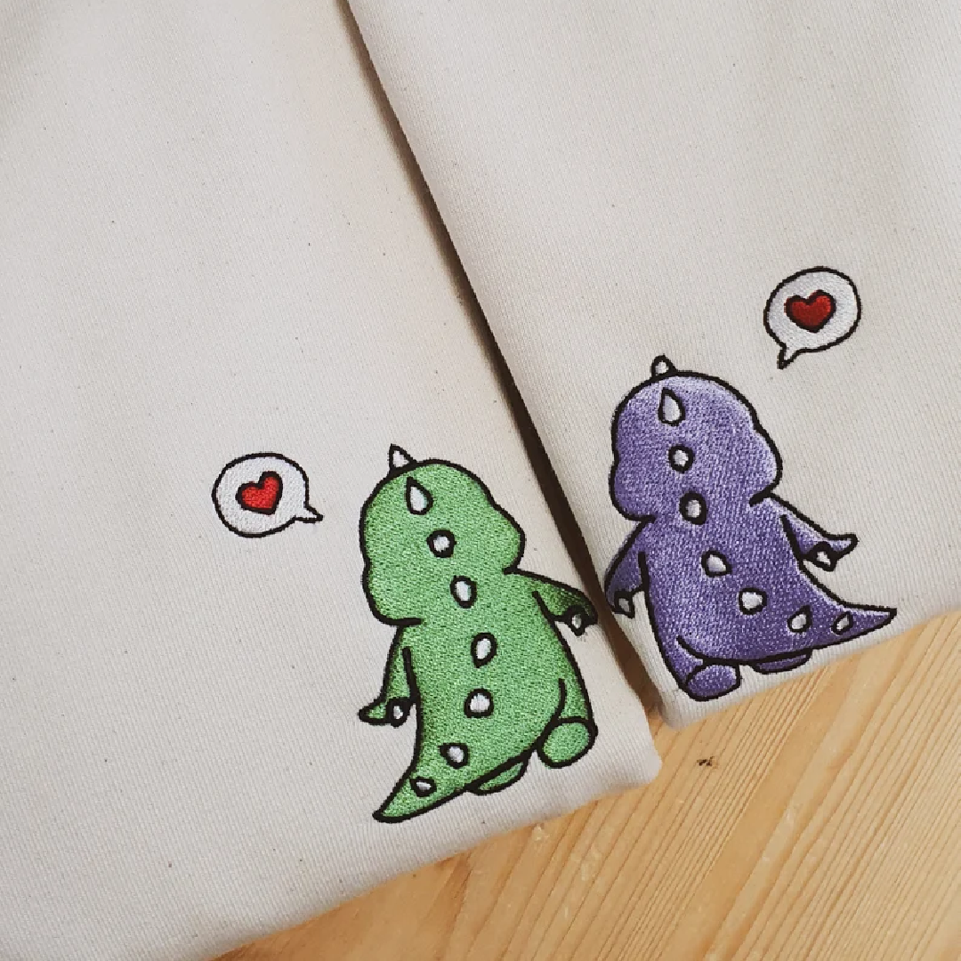 Matching Couple Hoodies - Dino Back Custom Embroidered custom couple hoodies