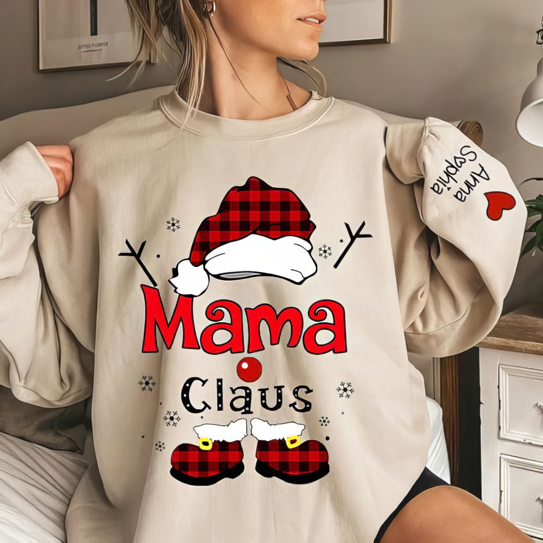 Nickname embroidery sweatshirt with personalized details and cozy fit for Christmas