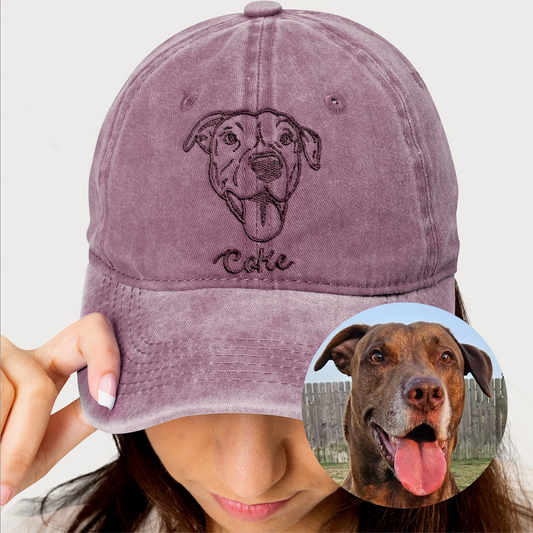 custom line art embroidered cap of pet, perfect anniversary gift, graduation gift or mother’s day gifts