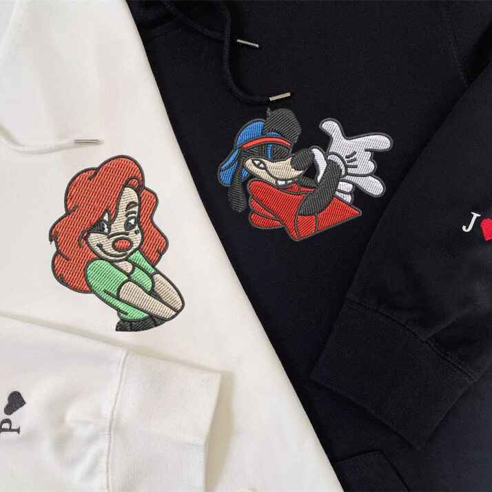 Iconic max and roxanne cartoon couple matching hoodies.
