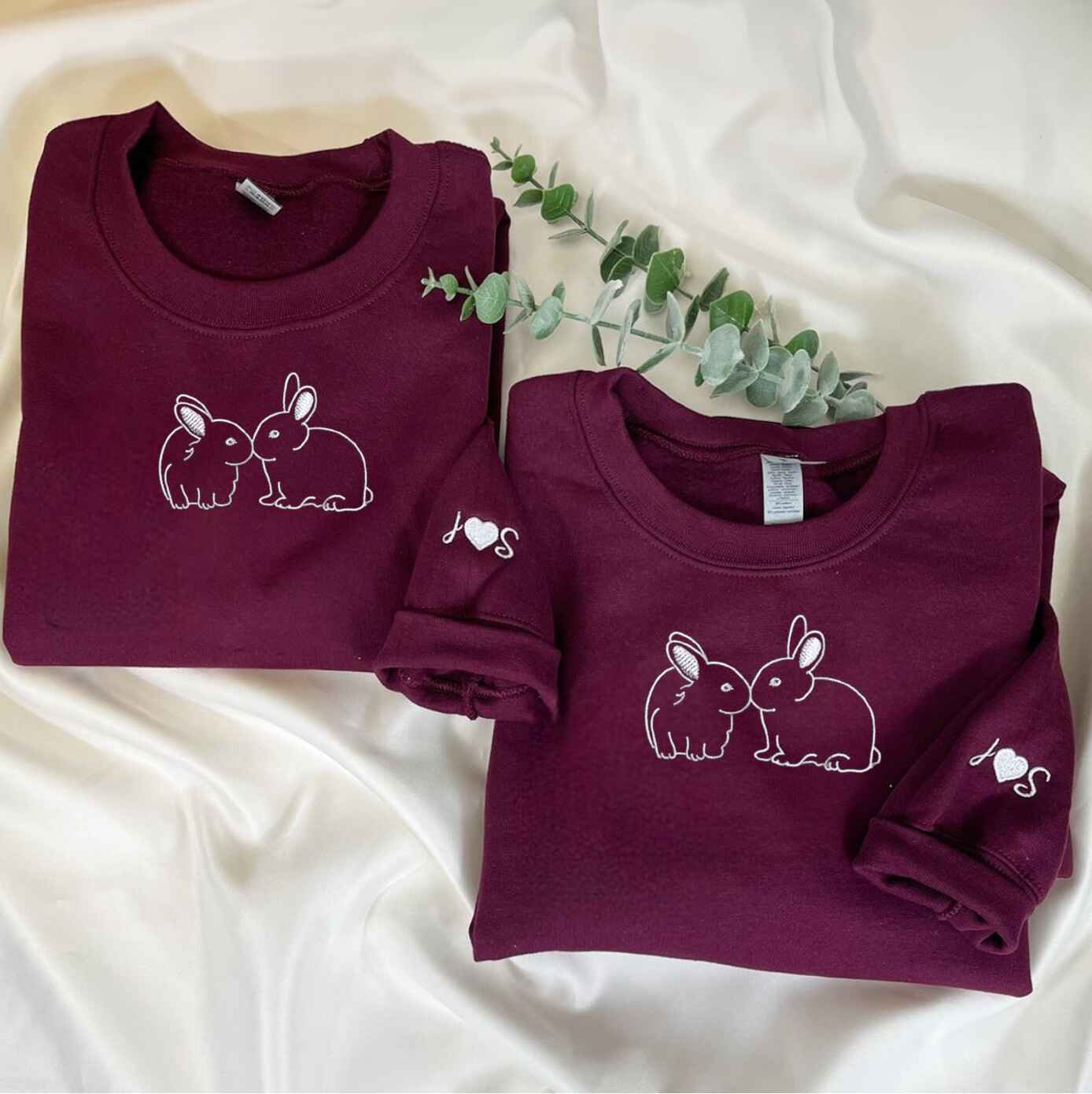 Matching Couple Sweatshirts with animal-inspired matching couple sweatshirts of affectionate bunnies
