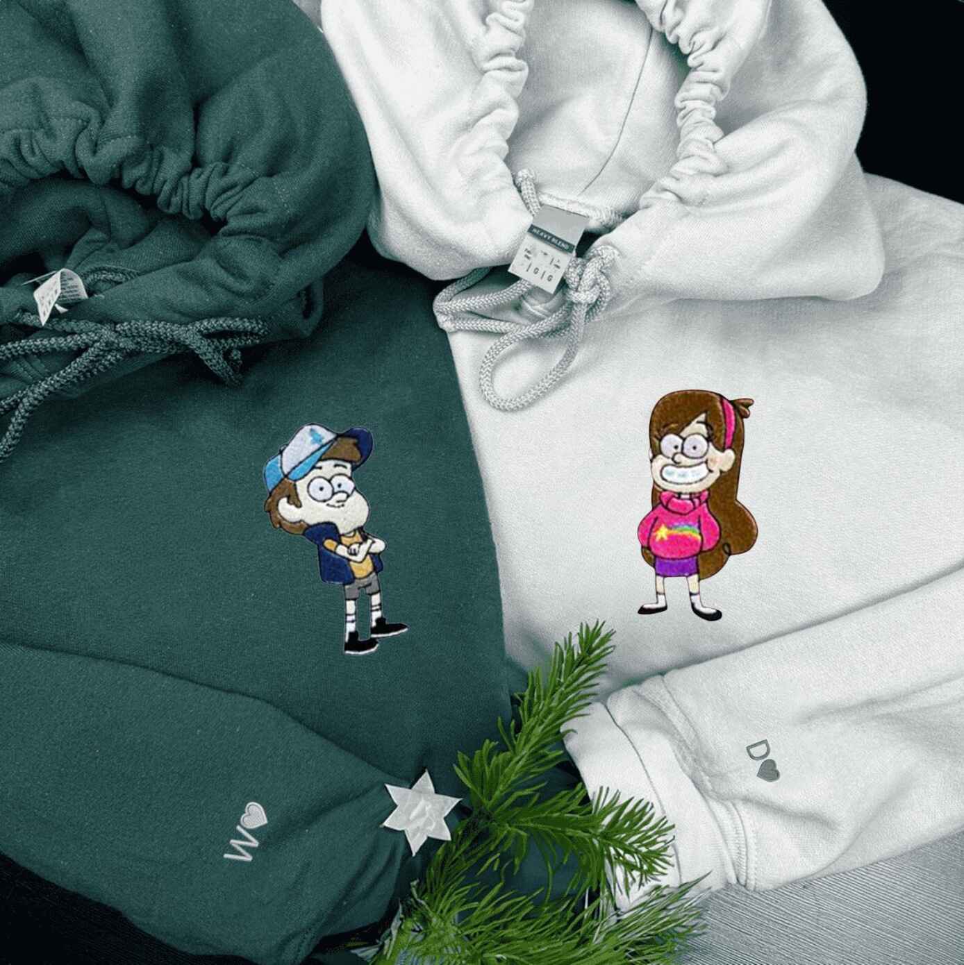 Sibling duo hoodies for cartoon fans and couples
