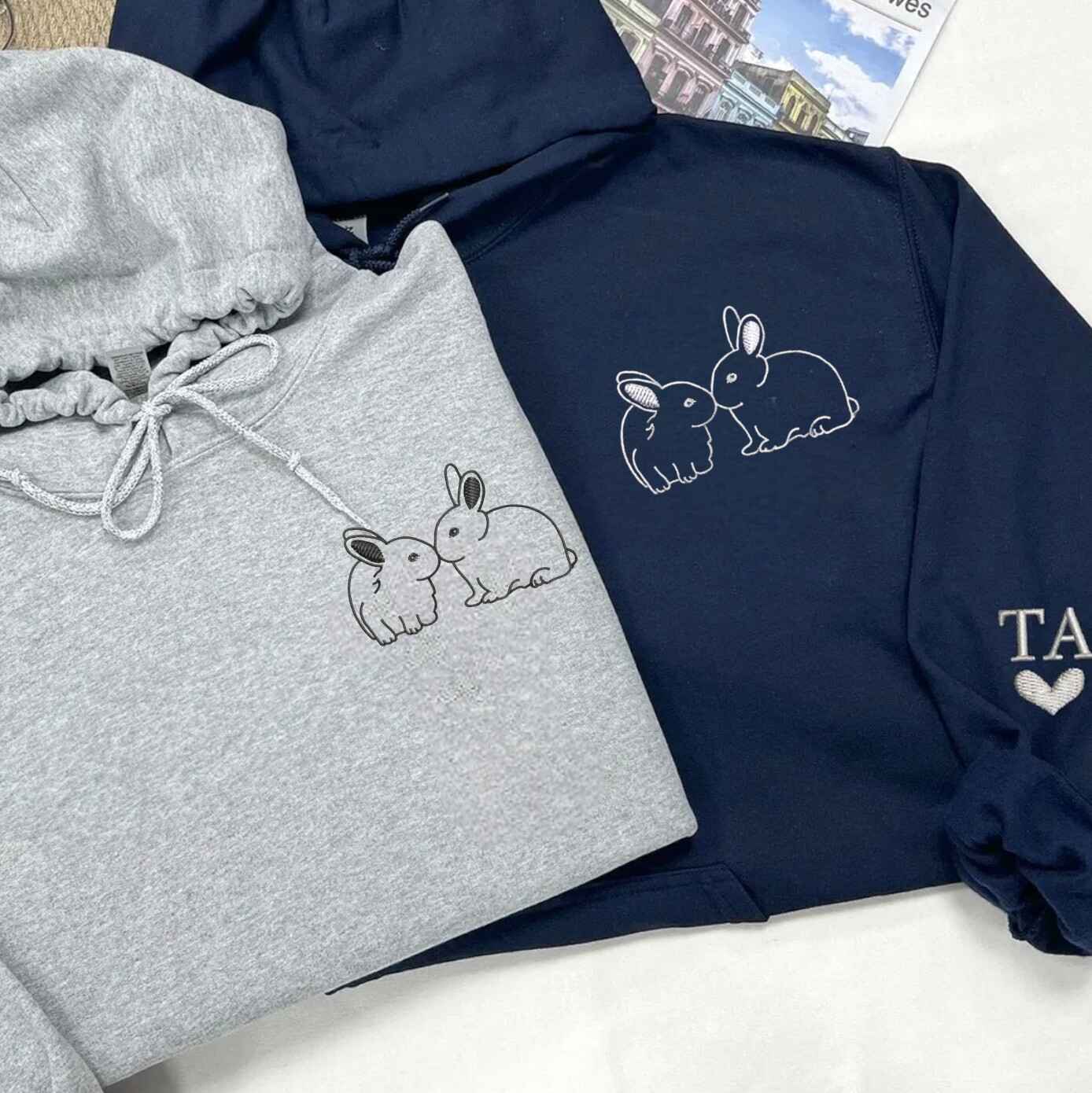 Matching Couple Sweatshirts with couples matching sweatshirts design featuring cute bunny characters
