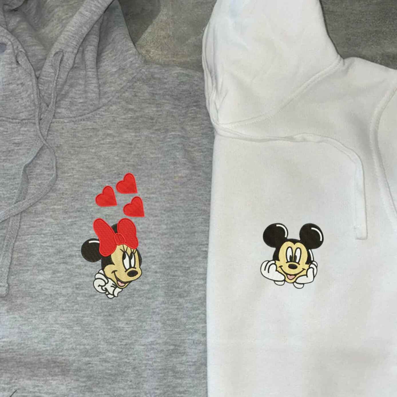 Mickey & Minnie Love hoodies featuring cute Disney couple
