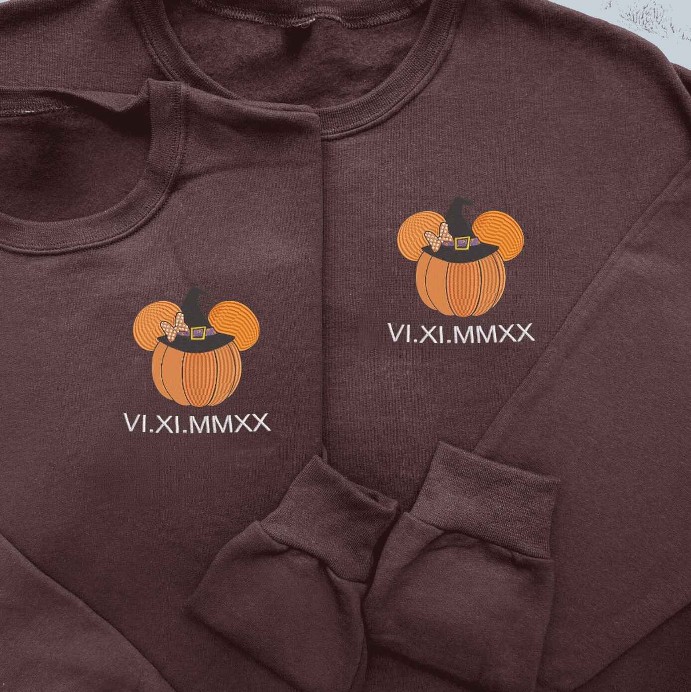 Matching Couple Sweatshirts with Disney-inspired matching couple sweatshirts showcasing Pumpkin Mickey design
