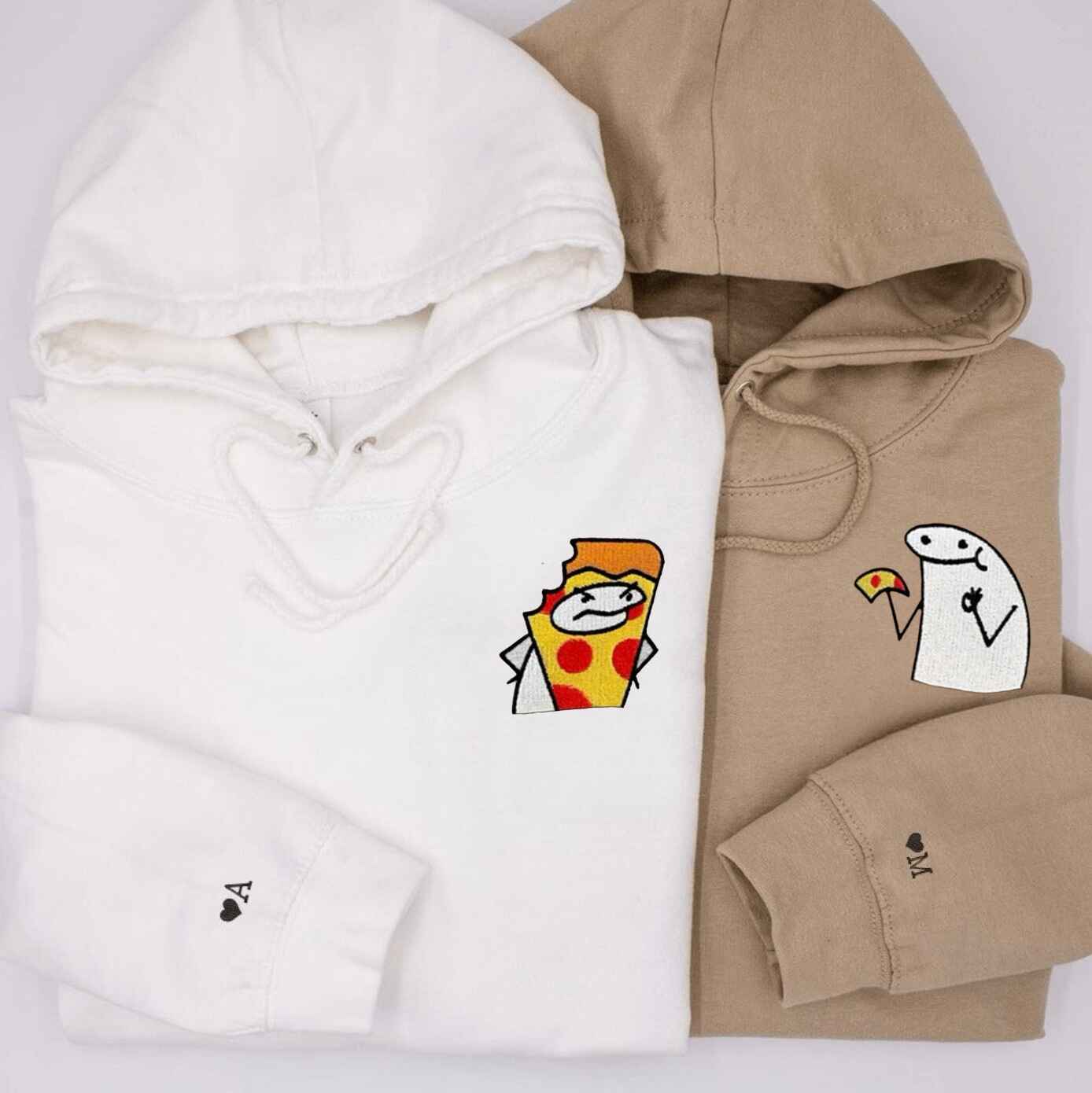 Cute lizard and pizza slice couple hoodies
