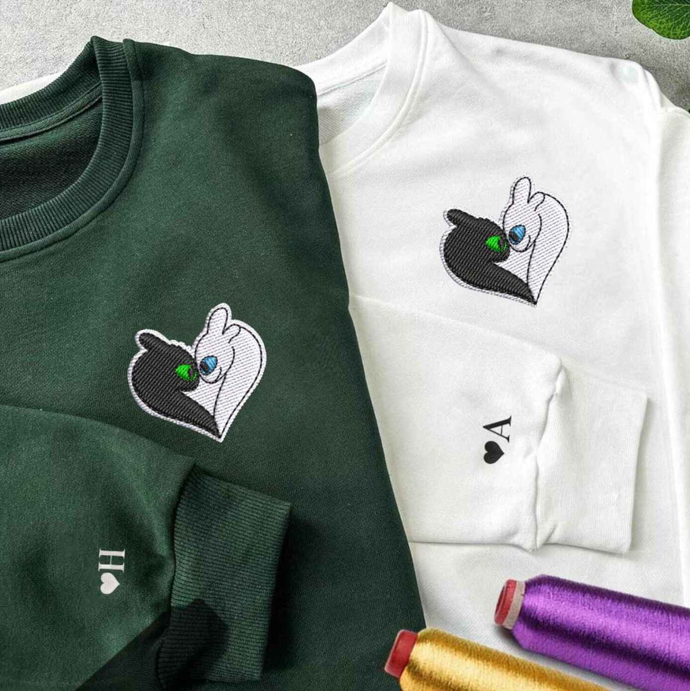 Matching Couple Hoodies with couples matching hoodies design featuring Yin-Yang cats
