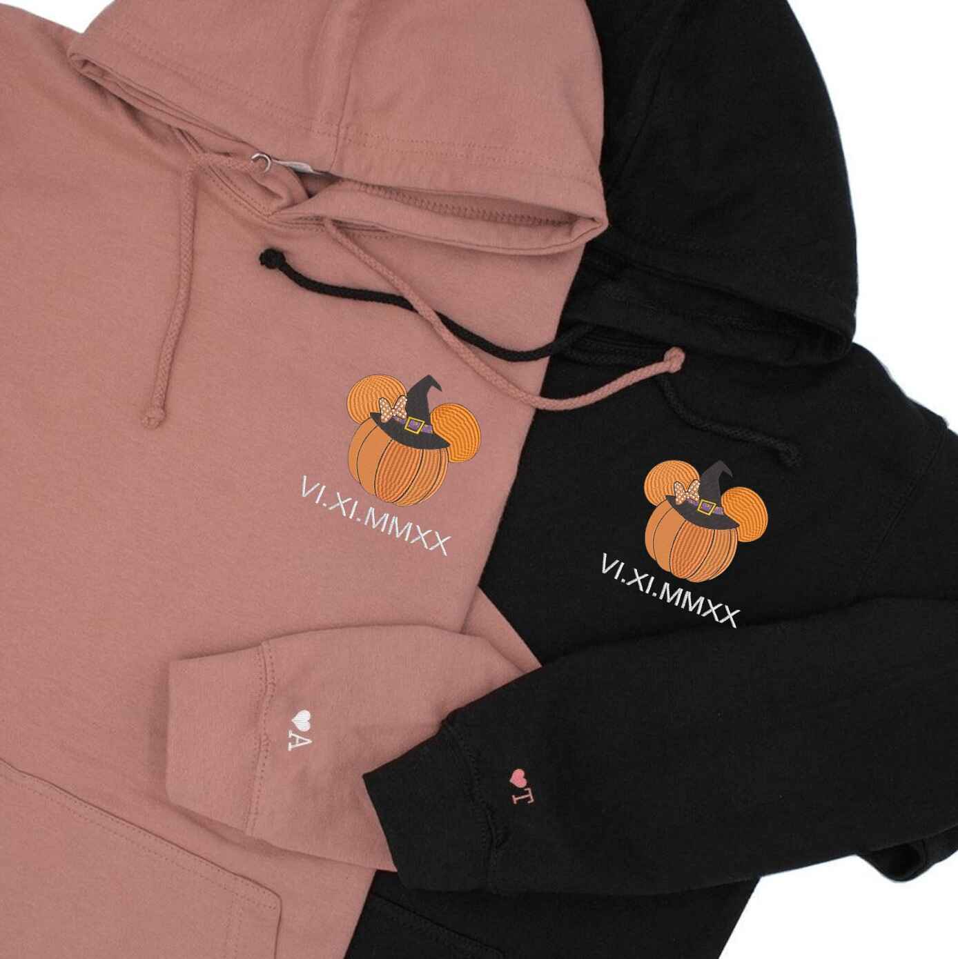 Matching Couple Sweatshirts with couples matching sweatshirts design featuring Halloween Pumpkin Mickey
