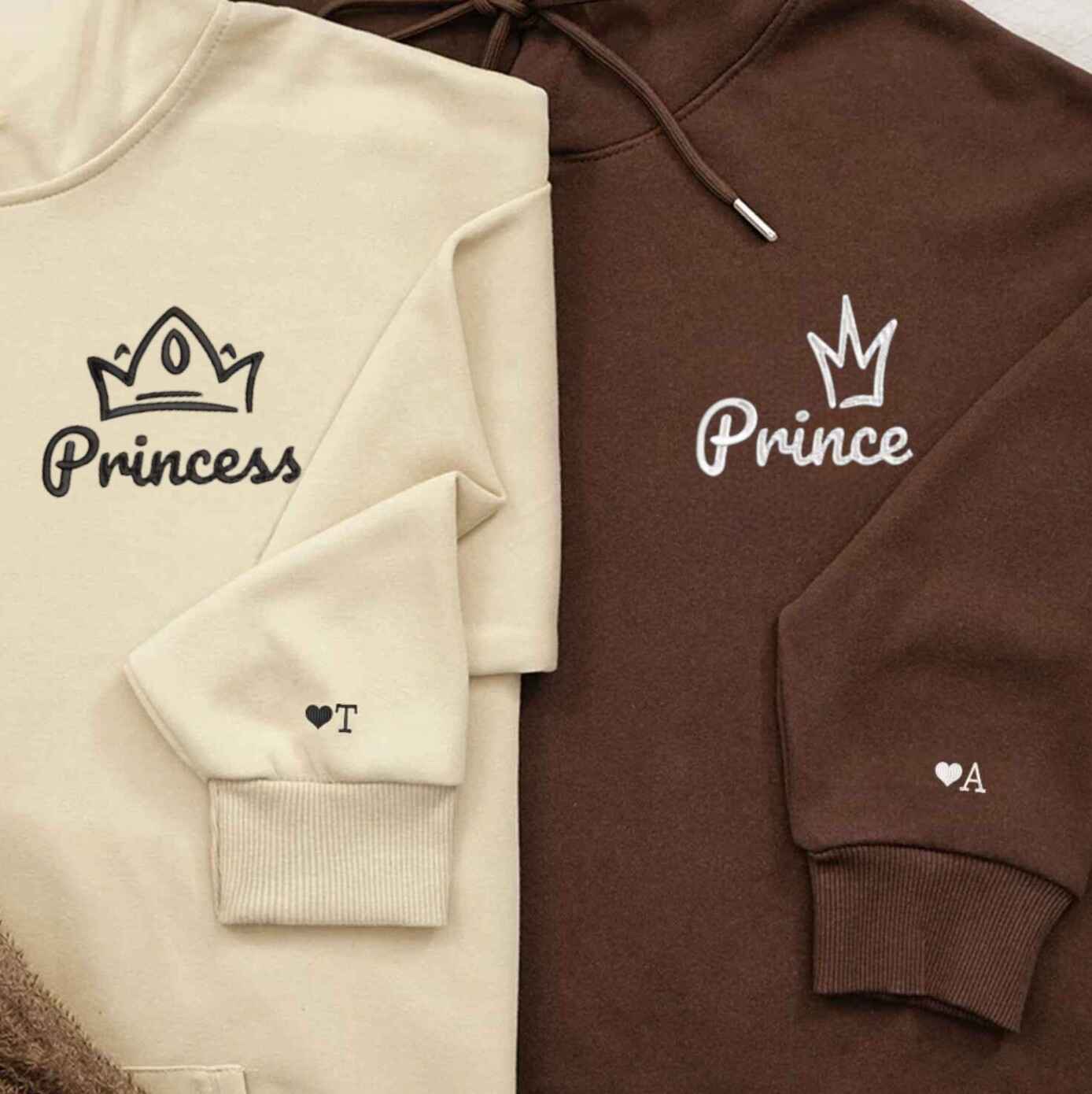 Matching Couple Hoodies with couples matching hoodies design for Prince and Princess
