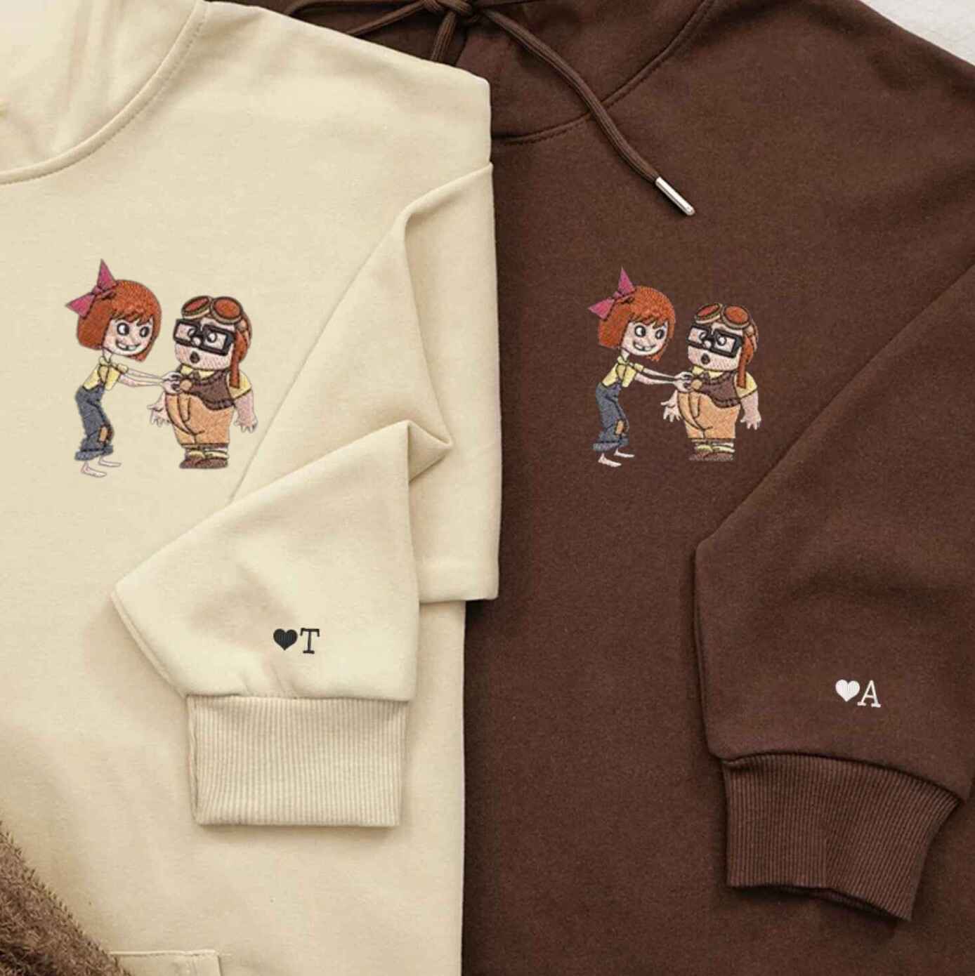 Matching Couple Hoodies with couples matching hoodies design inspired by Carl and Ellie from "Up"
