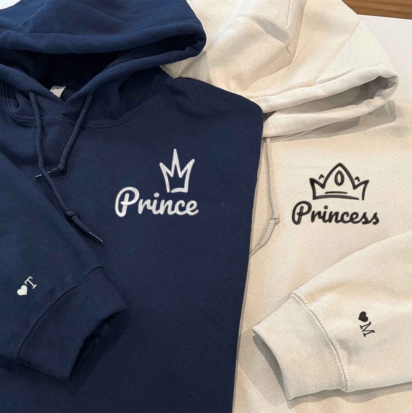 Matching Couple Hoodies featuring matching couple sweatshirts with custom embroidery design
