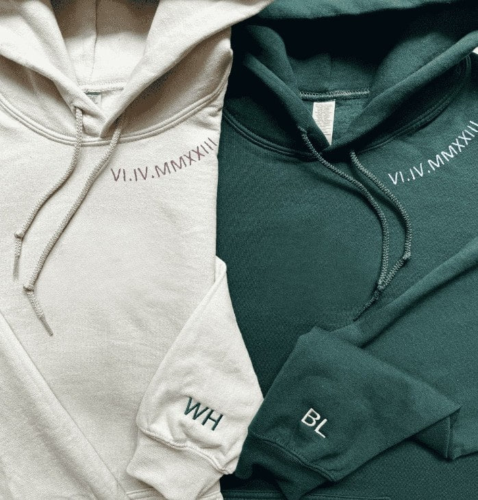 Custom Roman Numeral Sweatshirts for Couples - personalized hoodies
